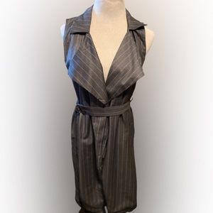 Mustard Seed Long Vest Women’s Small Grey and White Stripes